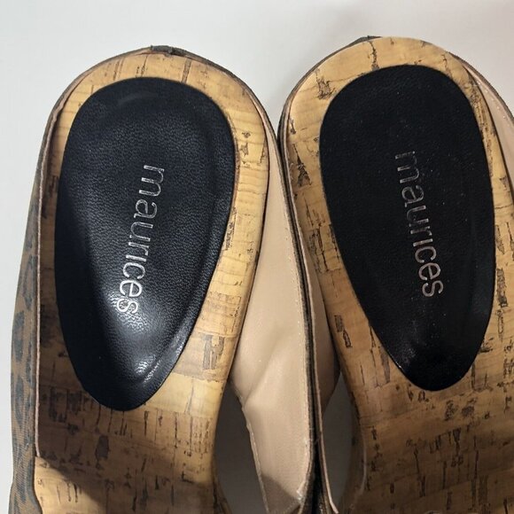 Maurices Womens Wedge Platform Heels Size 9 Rumor Slide Cork Animal Print Studs - Picture 11 of 12
